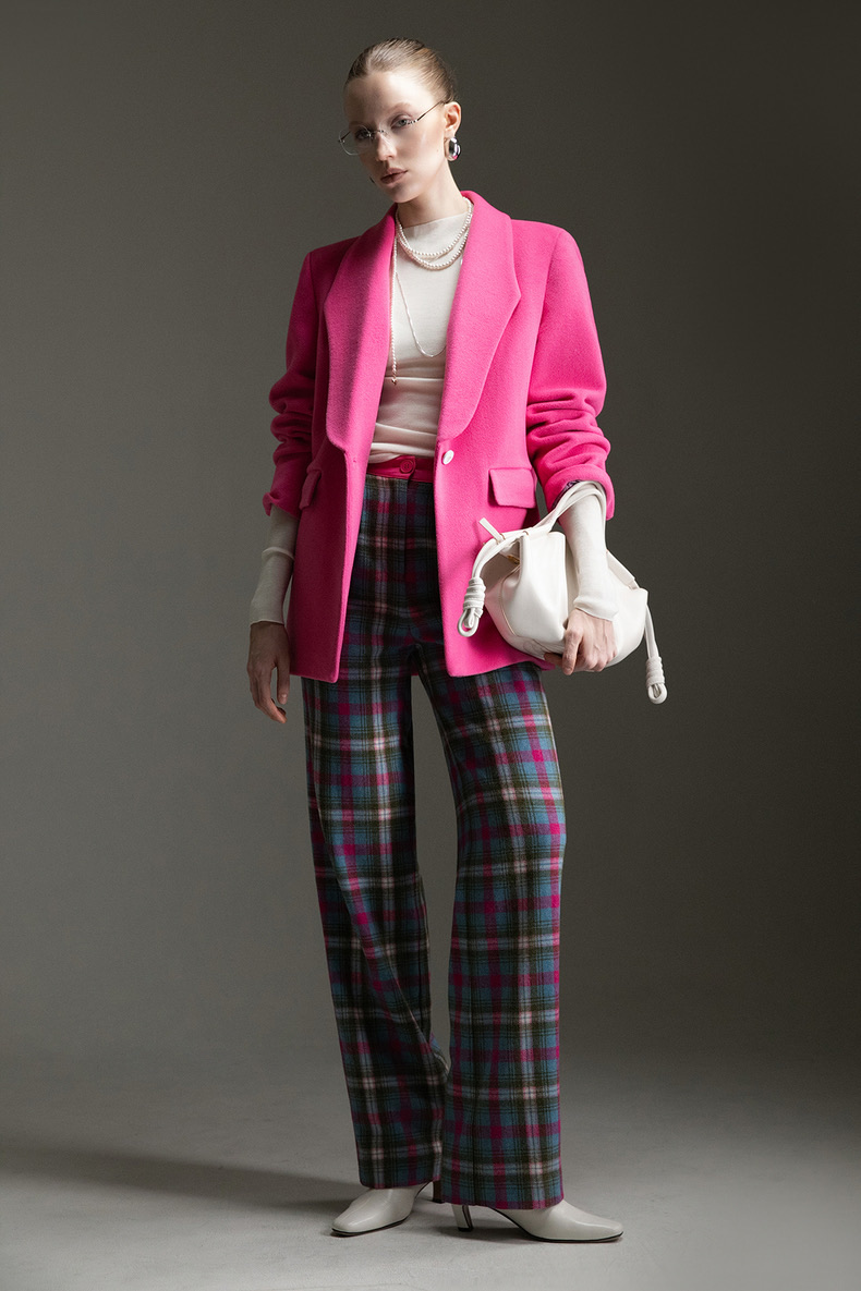 Multicolor Blended Retro Plaid Trousers Fashionable and Versatile Trousers